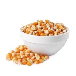 Fresh corn kernels in bowl isolated on white