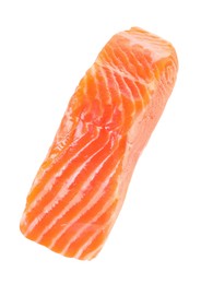 Piece of raw salmon isolated on white. Sea food