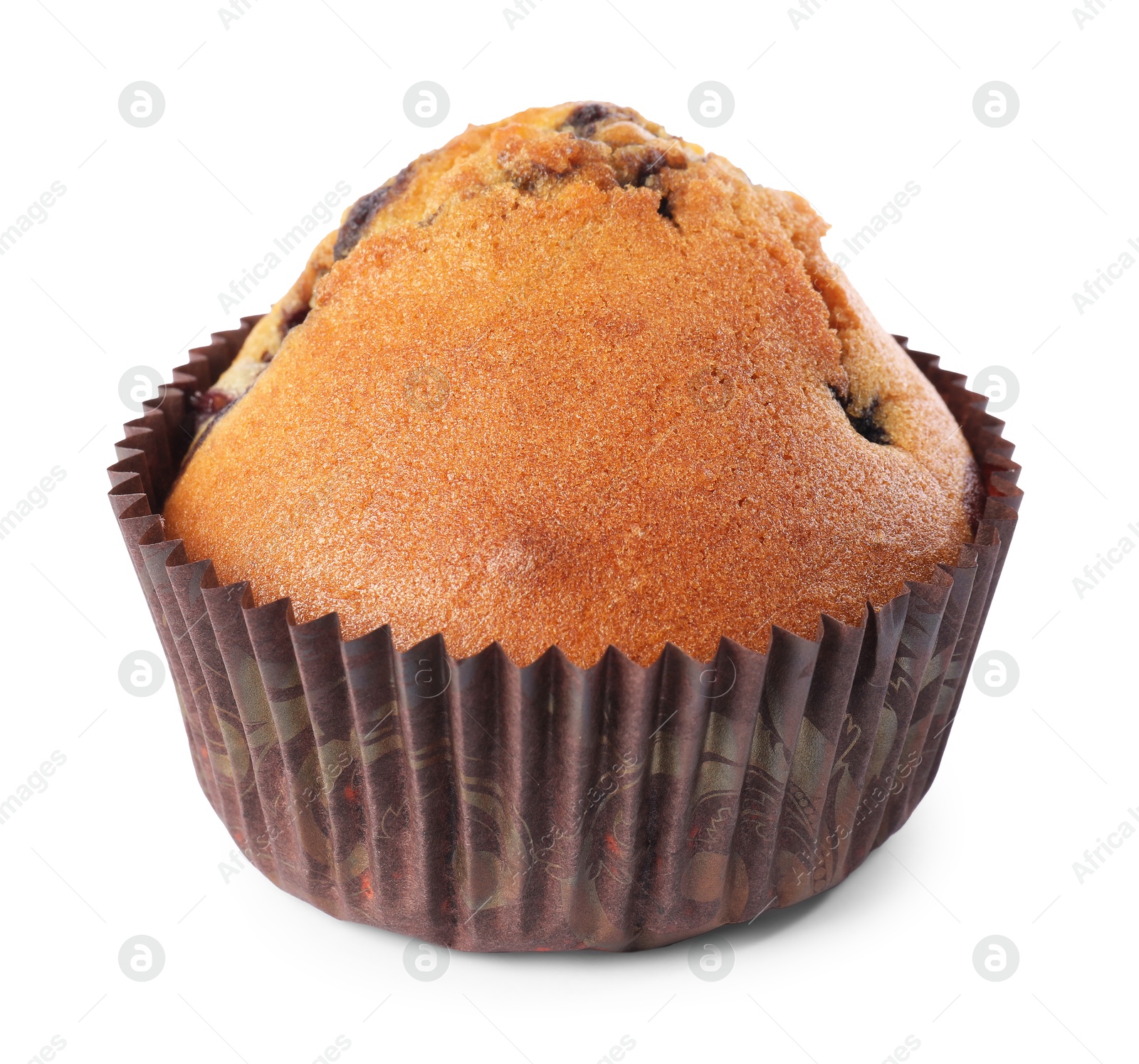 Photo of One delicious sweet muffin isolated on white