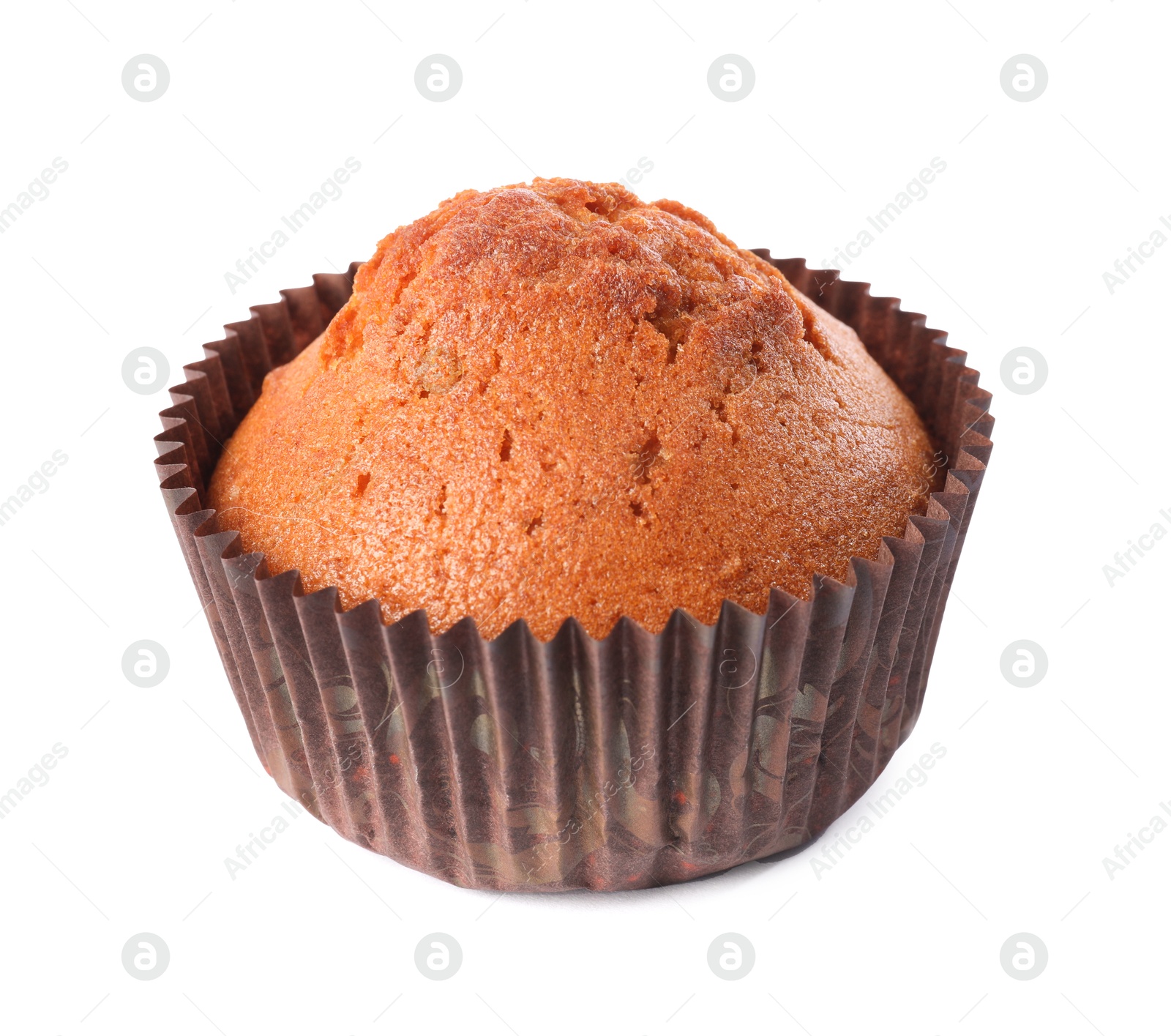 Photo of One delicious sweet muffin isolated on white