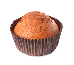 Photo of One delicious sweet muffin isolated on white