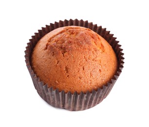 Photo of One delicious sweet muffin isolated on white