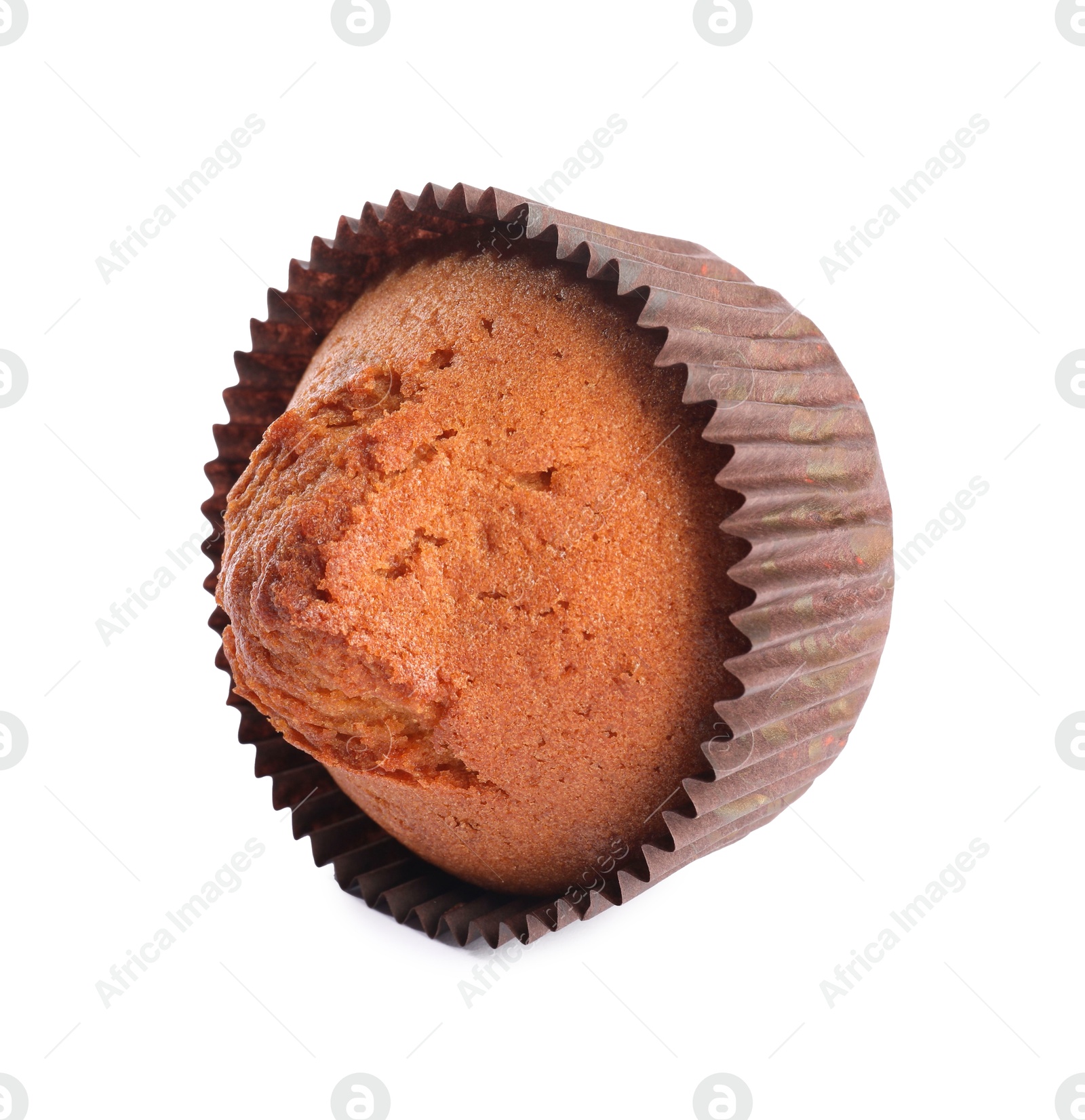 Photo of One delicious sweet muffin isolated on white