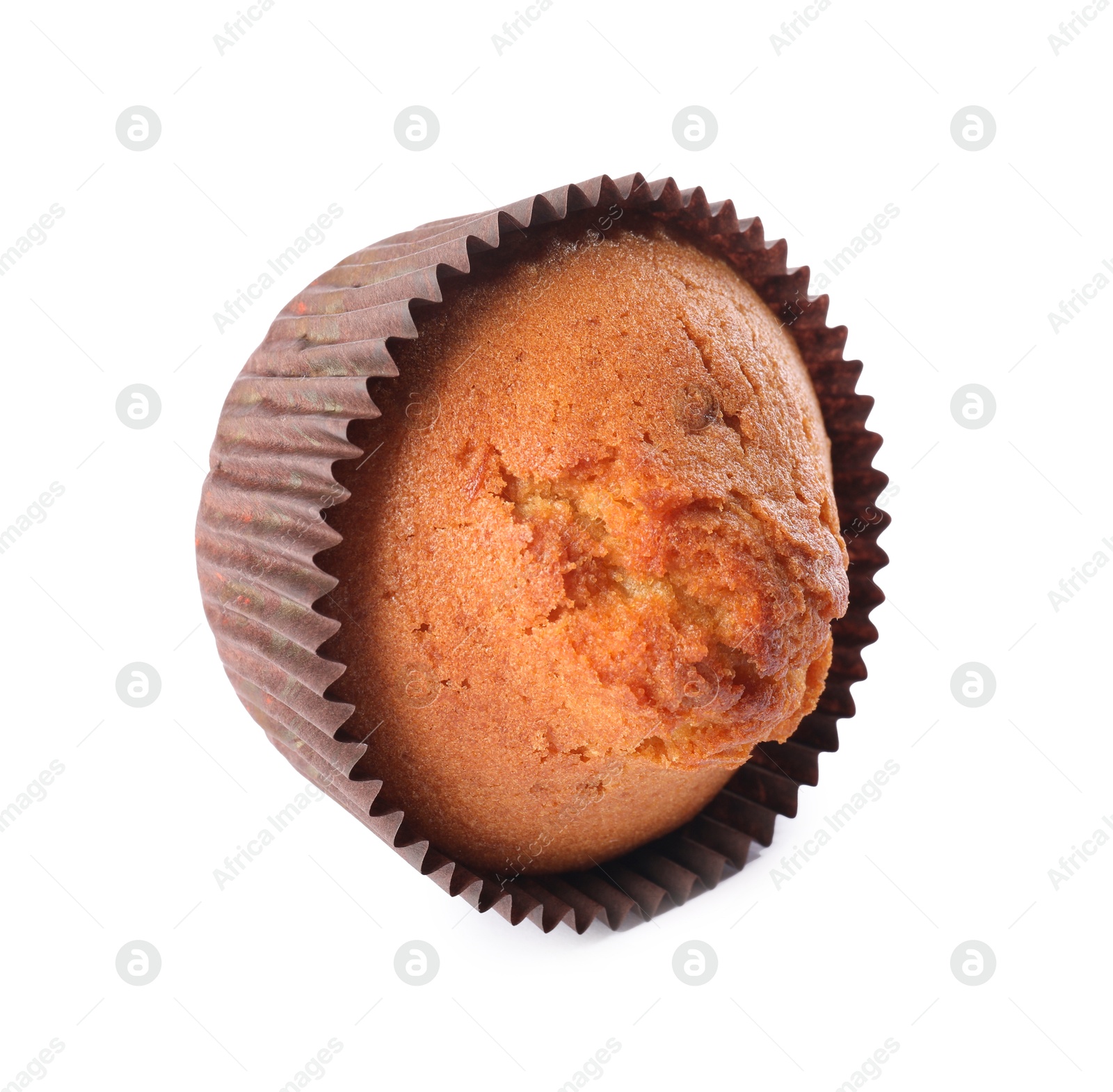 Photo of One delicious sweet muffin isolated on white