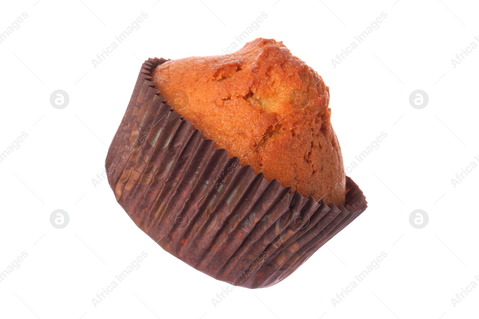 Photo of One delicious sweet muffin isolated on white