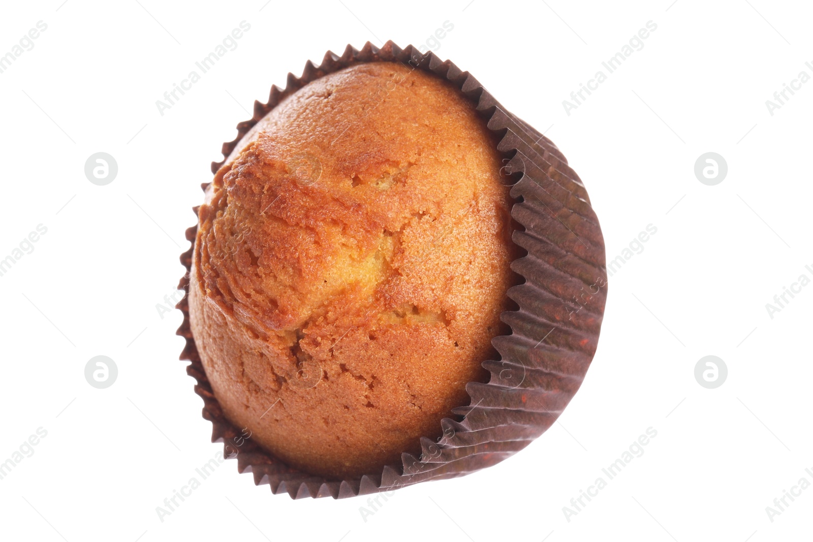 Photo of One delicious sweet muffin isolated on white