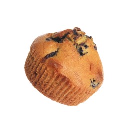 Photo of Delicious sweet muffin with blueberry isolated on white