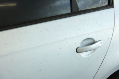 Modern auto with dirty stains, closeup view