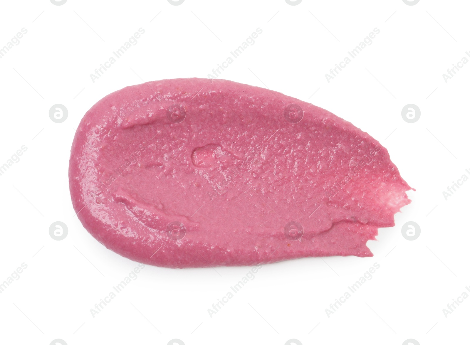 Photo of Tasty beetroot hummus isolated on white, top view