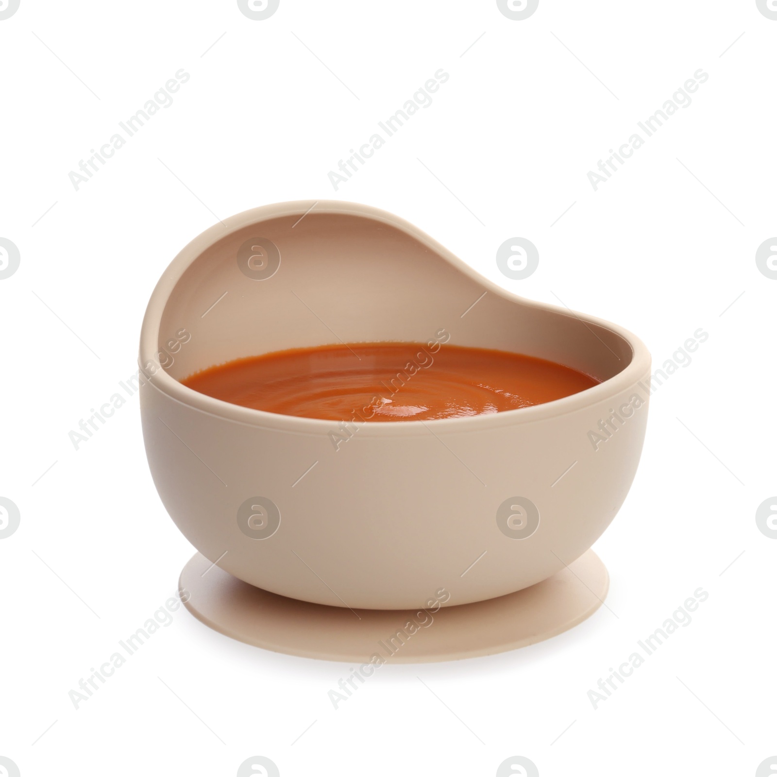 Photo of Delicious baby food in bowl isolated on white