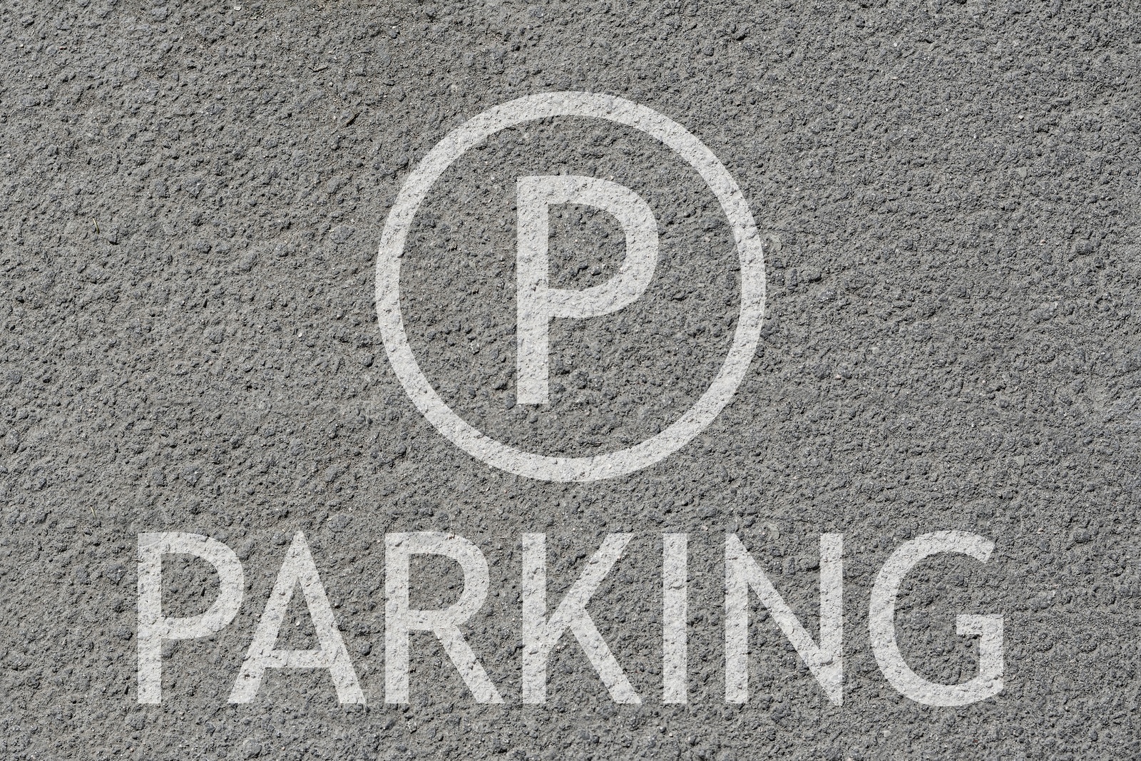 Image of Sign of parking lot painted on asphalt, top view