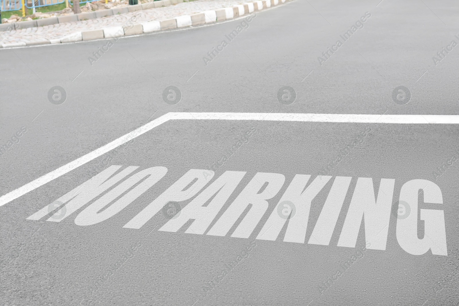 Image of Painted markings of no-parking zone at outdoor parking lot