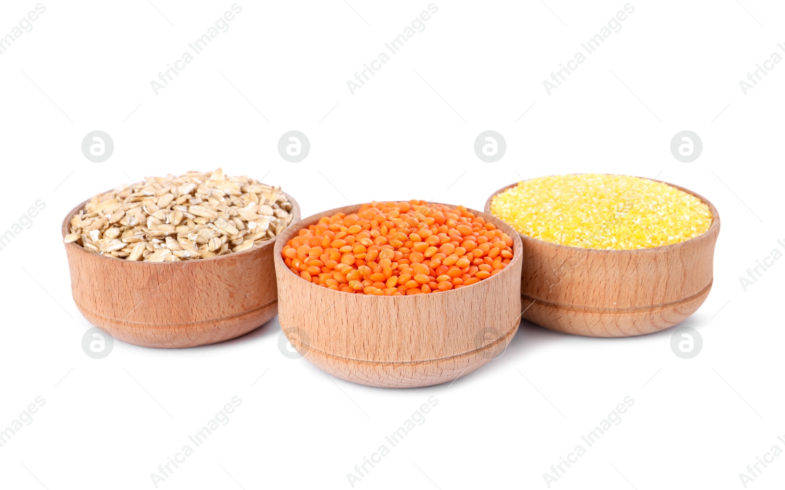 Photo of Different types of cereals isolated on white