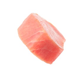 Photo of One fresh raw tuna steak isolated on white. Sea food