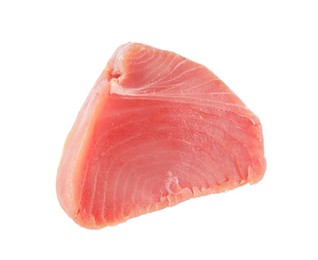 One fresh raw tuna steak isolated on white. Sea food