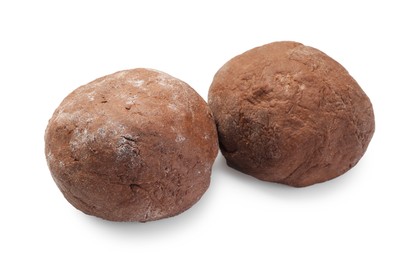 Photo of Chocolate dough isolated on white. Making cookies