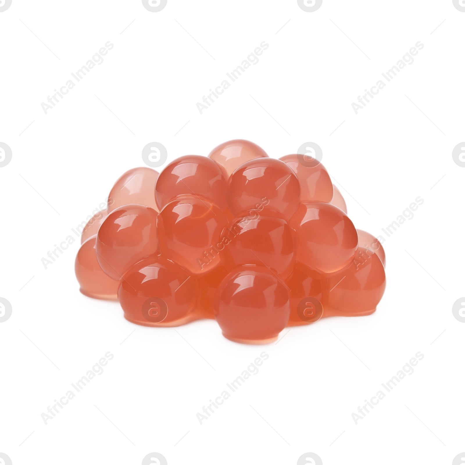 Photo of Pile of bright tapioca pearls isolated on white