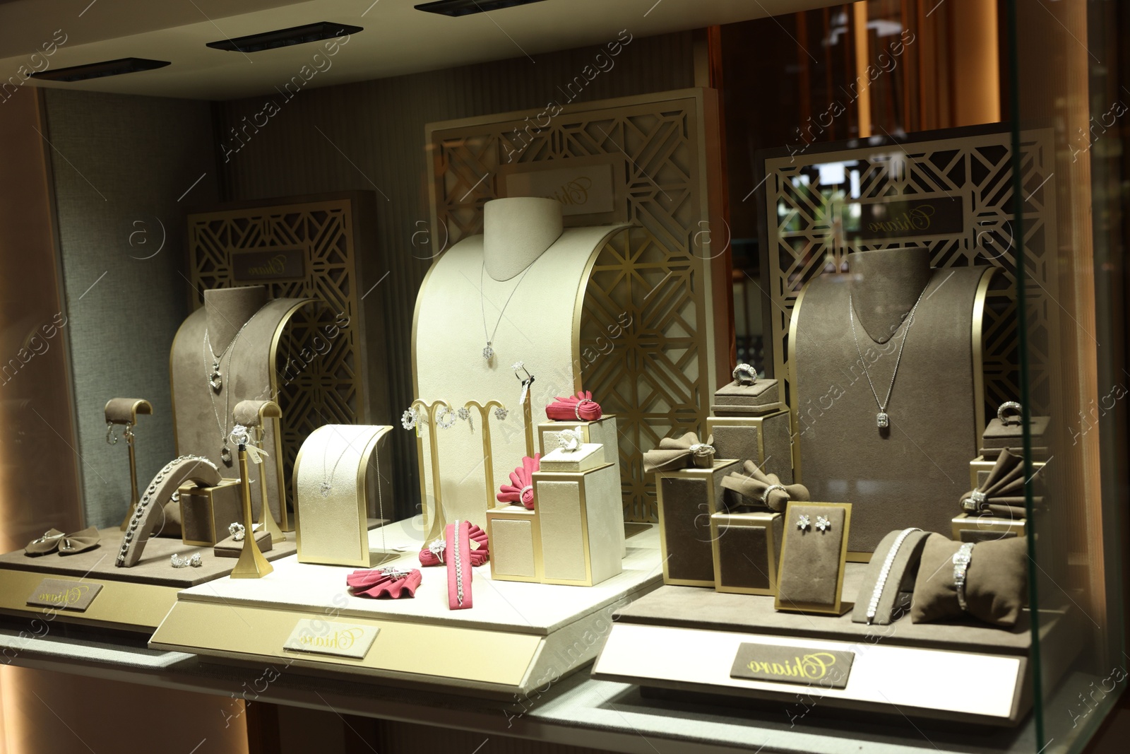 Photo of Store display with different jewelry in shopping mall