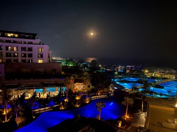 Photo of Belek, Turkey - July 22, 2024: Beautiful view of Kaya Palazzo Golf Resort at night