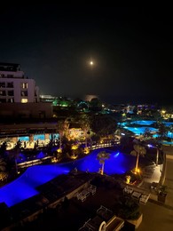 Belek, Turkey - July 22, 2024: Beautiful view of Kaya Palazzo Golf Resort at night