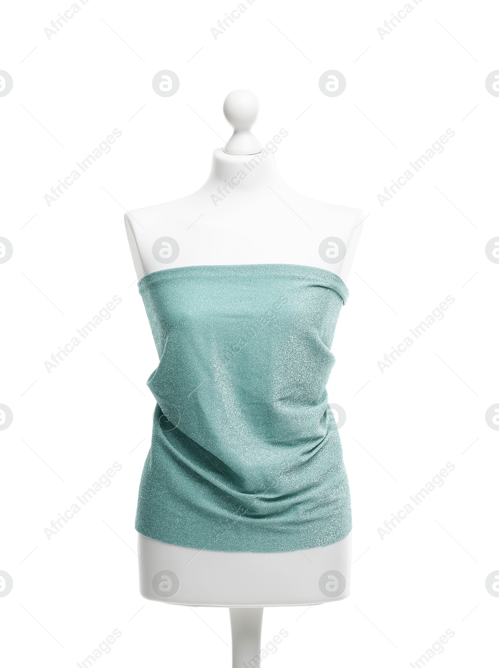 Photo of Mannequin with fabric isolated on white. Creating new outfit