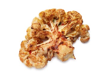 Photo of Delicious baked cauliflower steak isolated on white