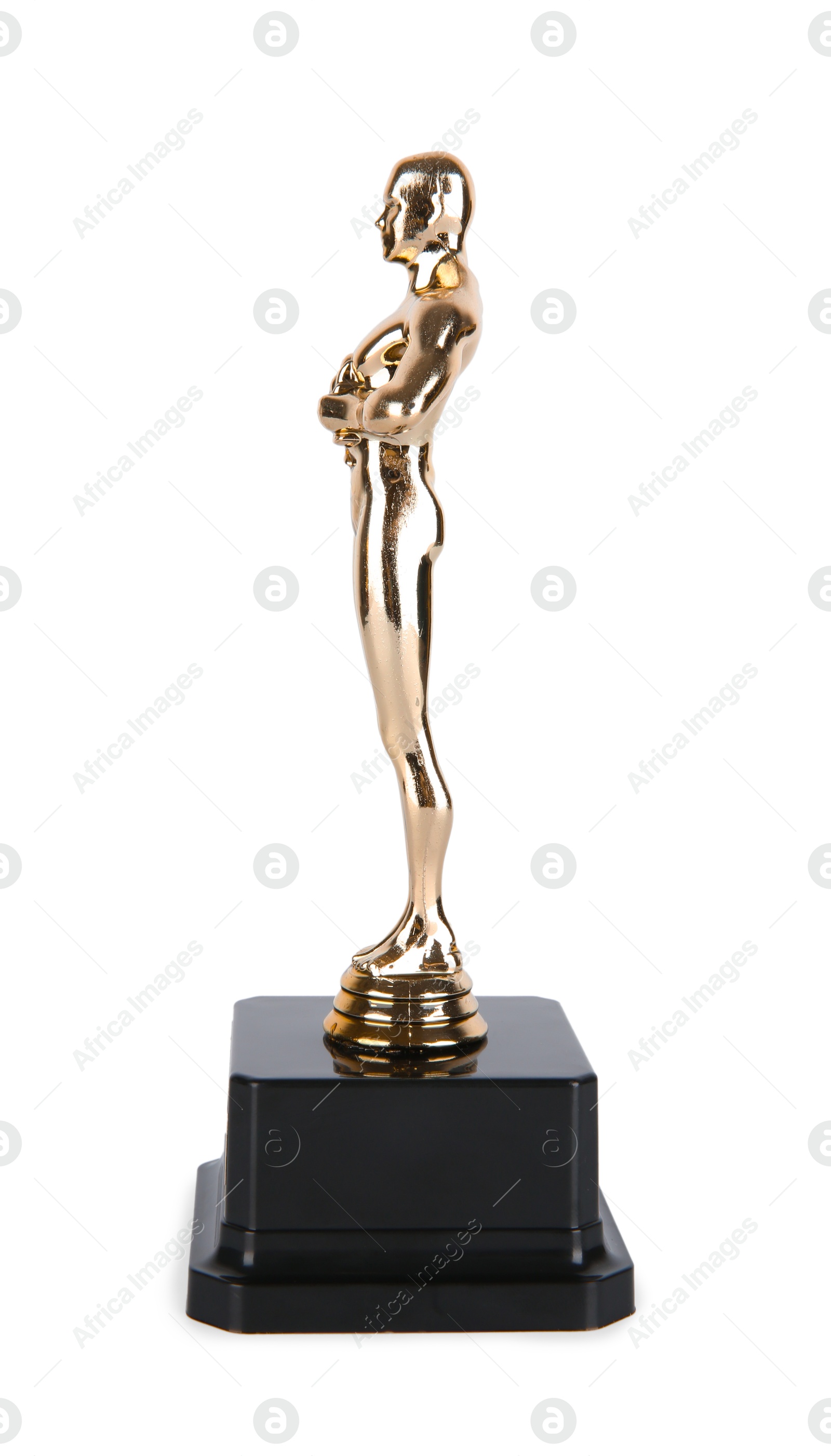 Photo of One golden Oscar award isolated on white