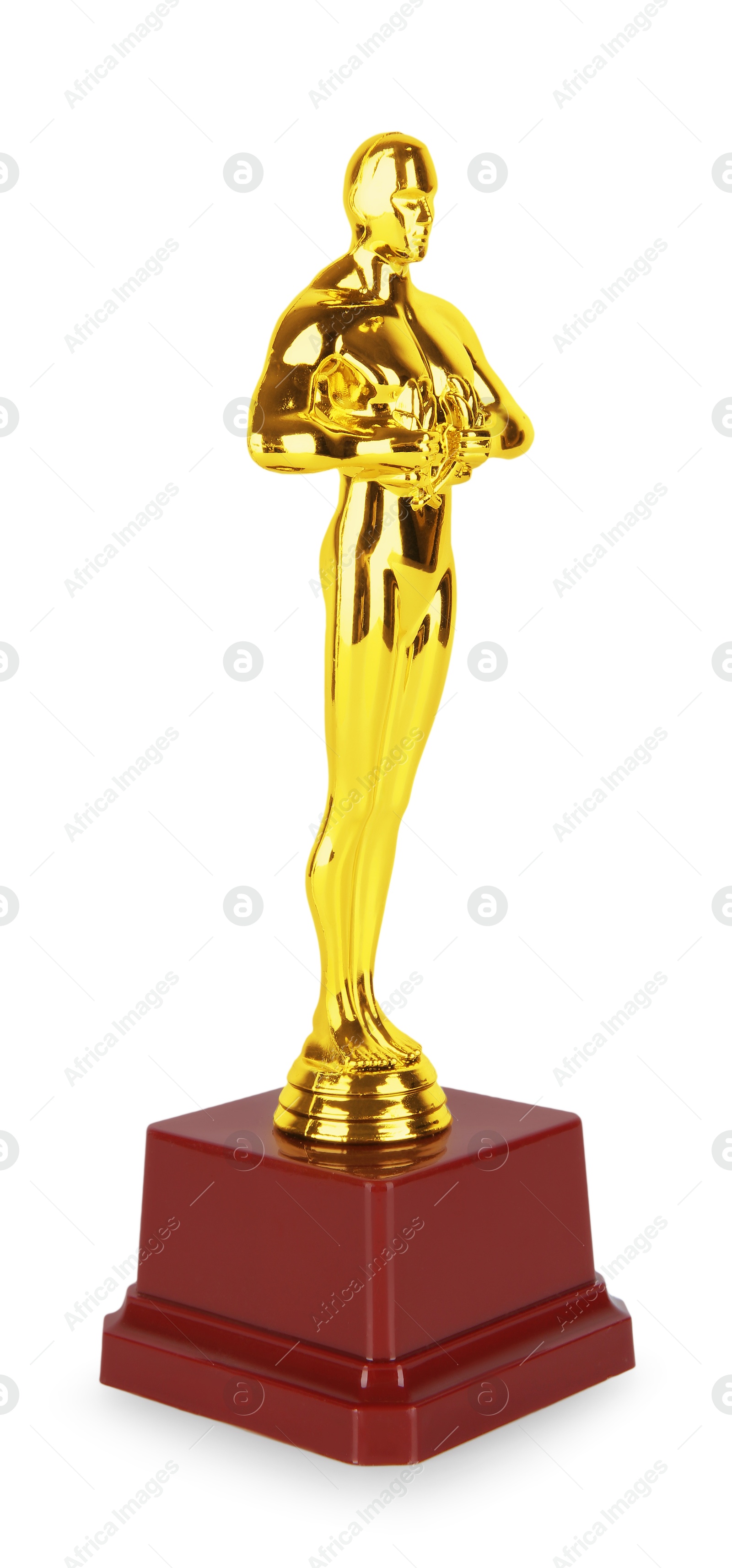 Photo of One golden Oscar award isolated on white