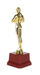 One golden Oscar award isolated on white