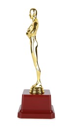 One golden Oscar award isolated on white