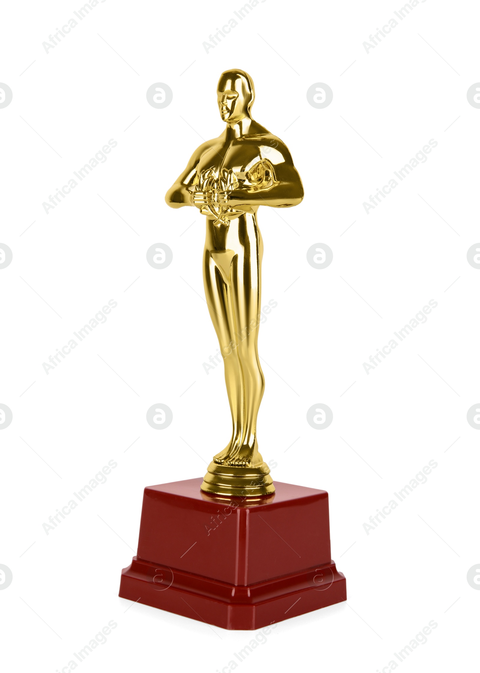 Photo of One golden Oscar award isolated on white