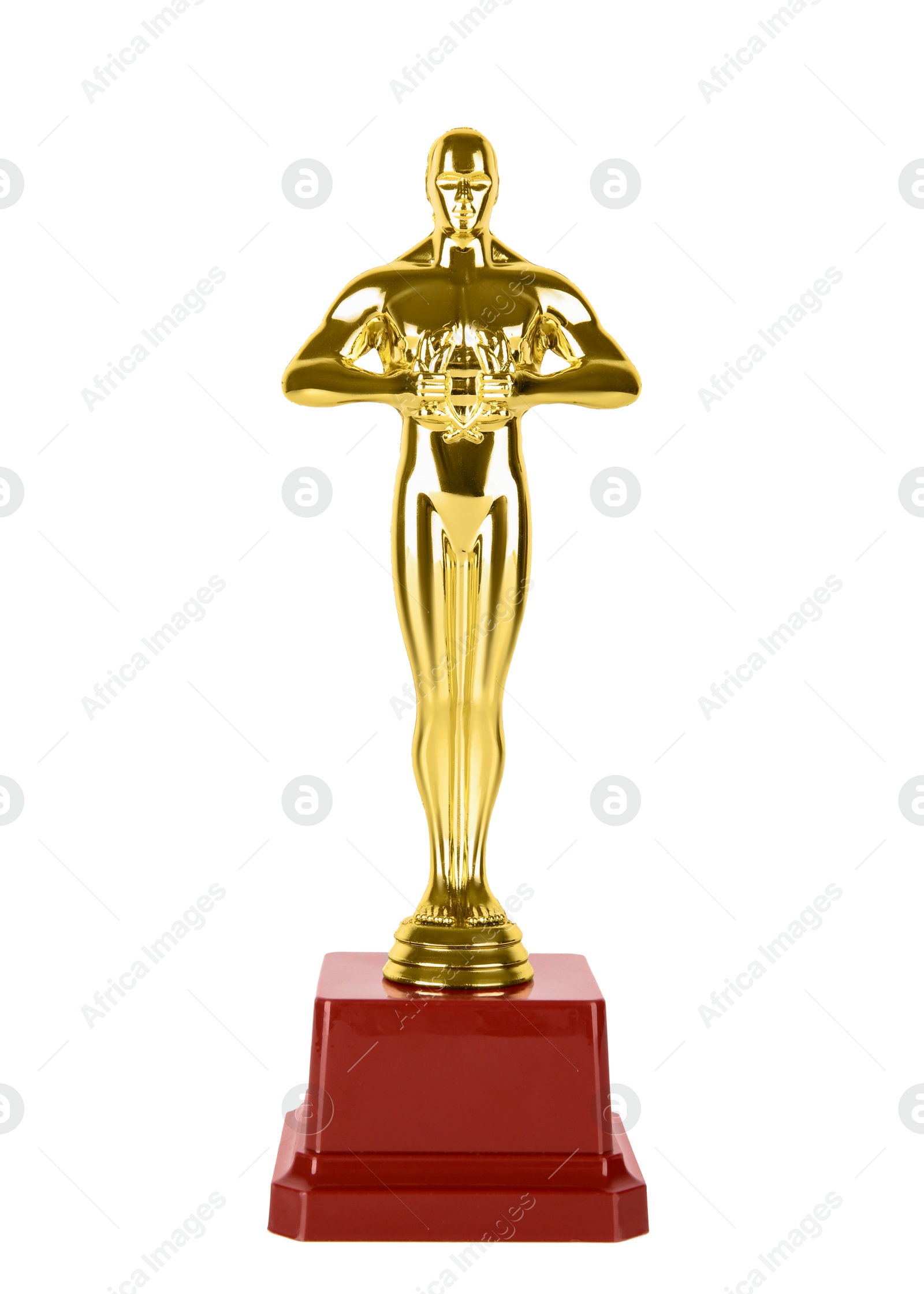 Photo of One golden Oscar award isolated on white