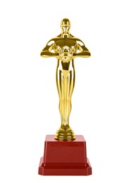 Photo of One golden Oscar award isolated on white