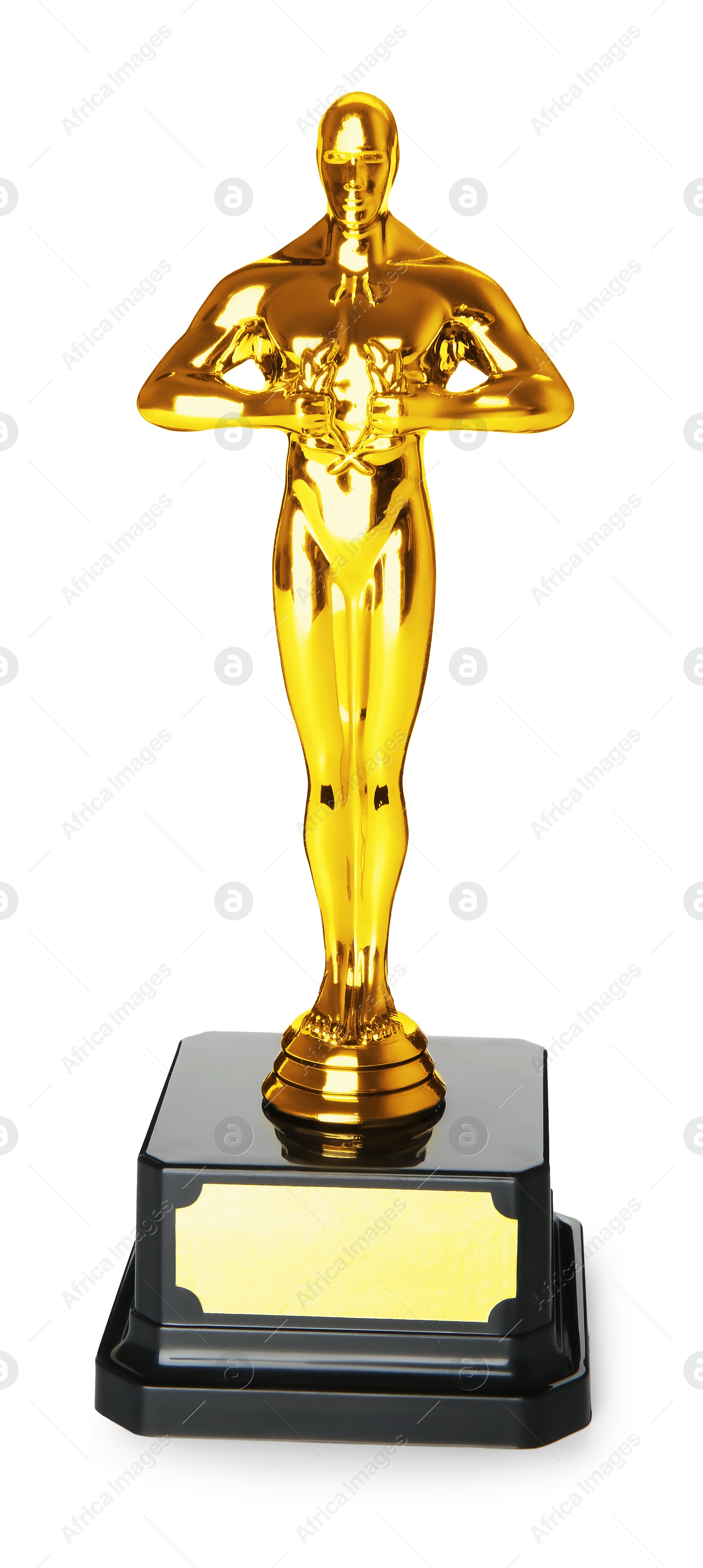 Photo of One golden Oscar award isolated on white