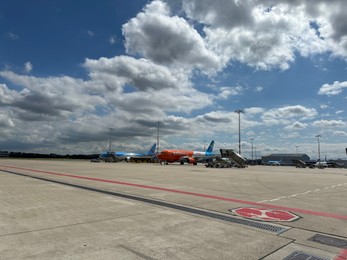 Photo of Rotterdam, Netherlands - July 22, 2024: Modern airplanes in Rotterdam The Hague Airport