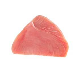 One fresh raw tuna steak isolated on white. Sea food