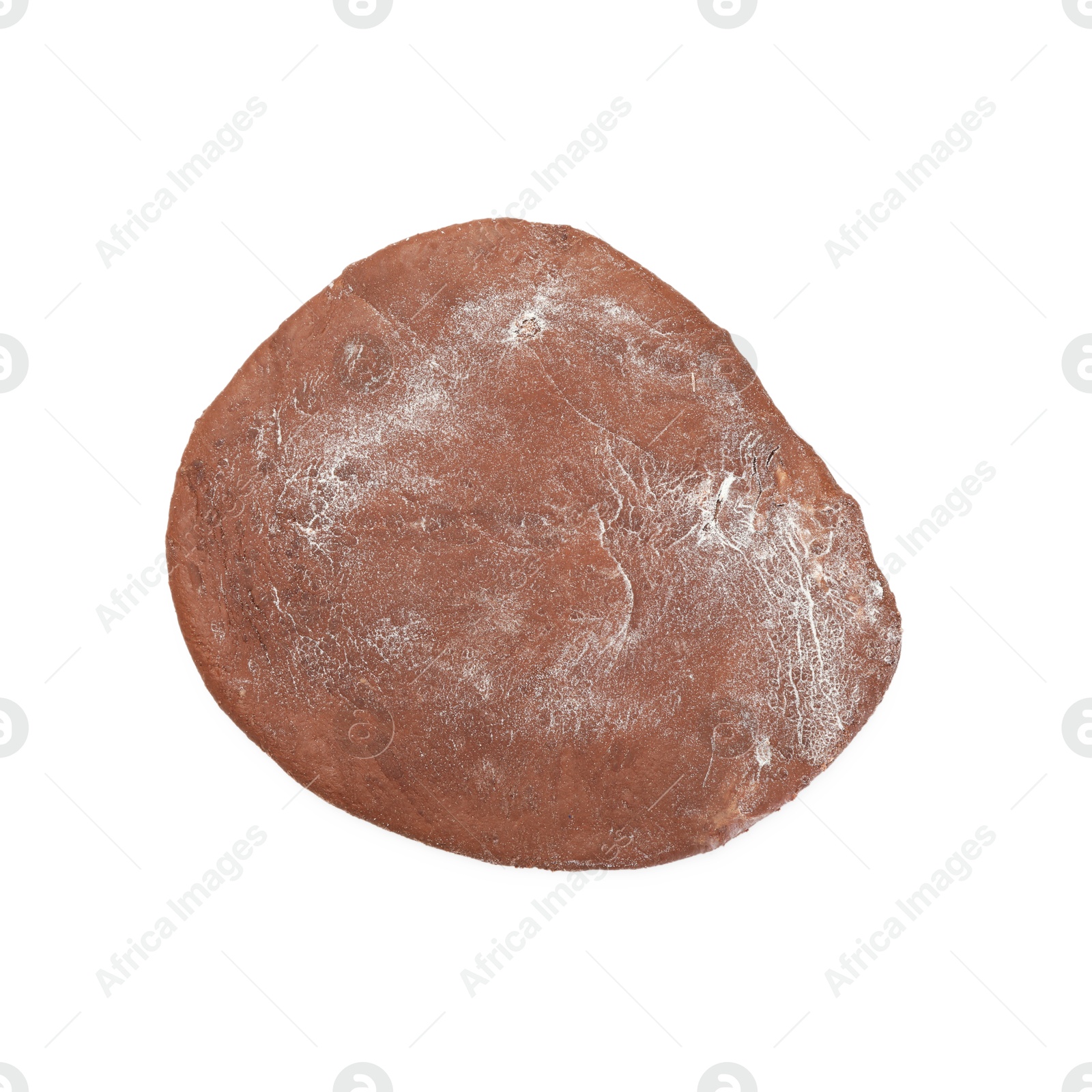 Photo of Chocolate dough isolated on white, top view