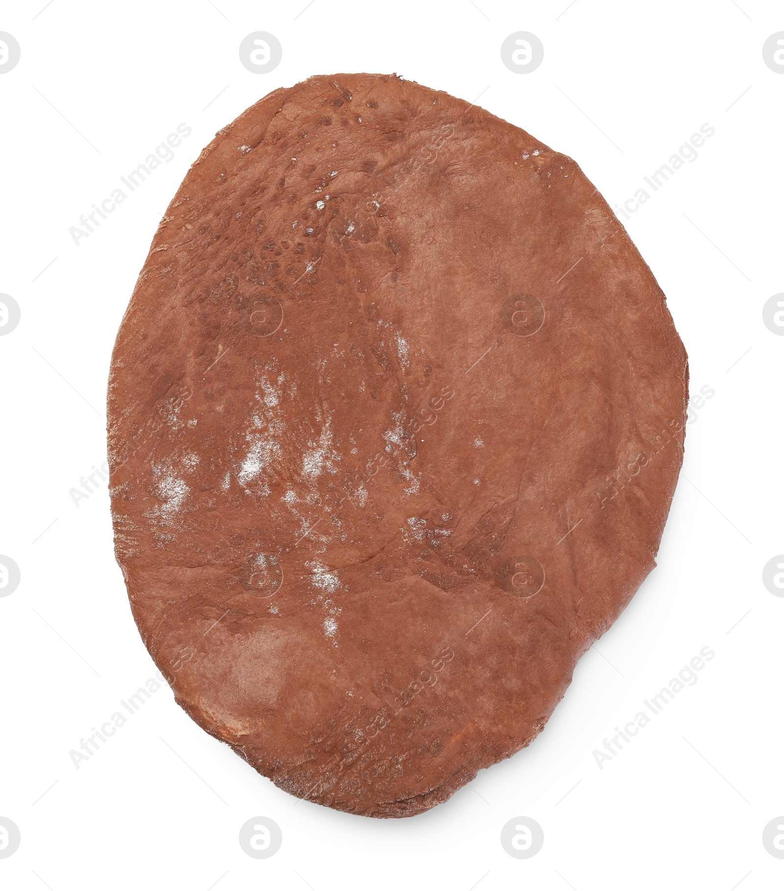 Photo of Chocolate dough isolated on white, top view