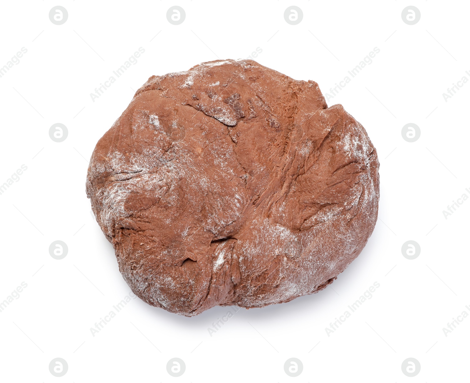 Photo of Chocolate dough isolated on white, top view