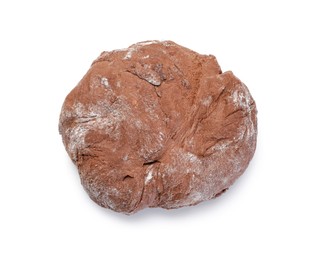 Photo of Chocolate dough isolated on white, top view