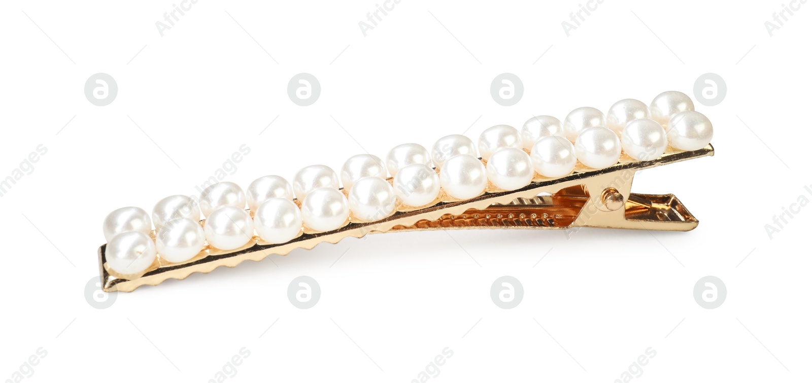 Photo of Beautiful bijouterie. Stylish hair clip isolated on white