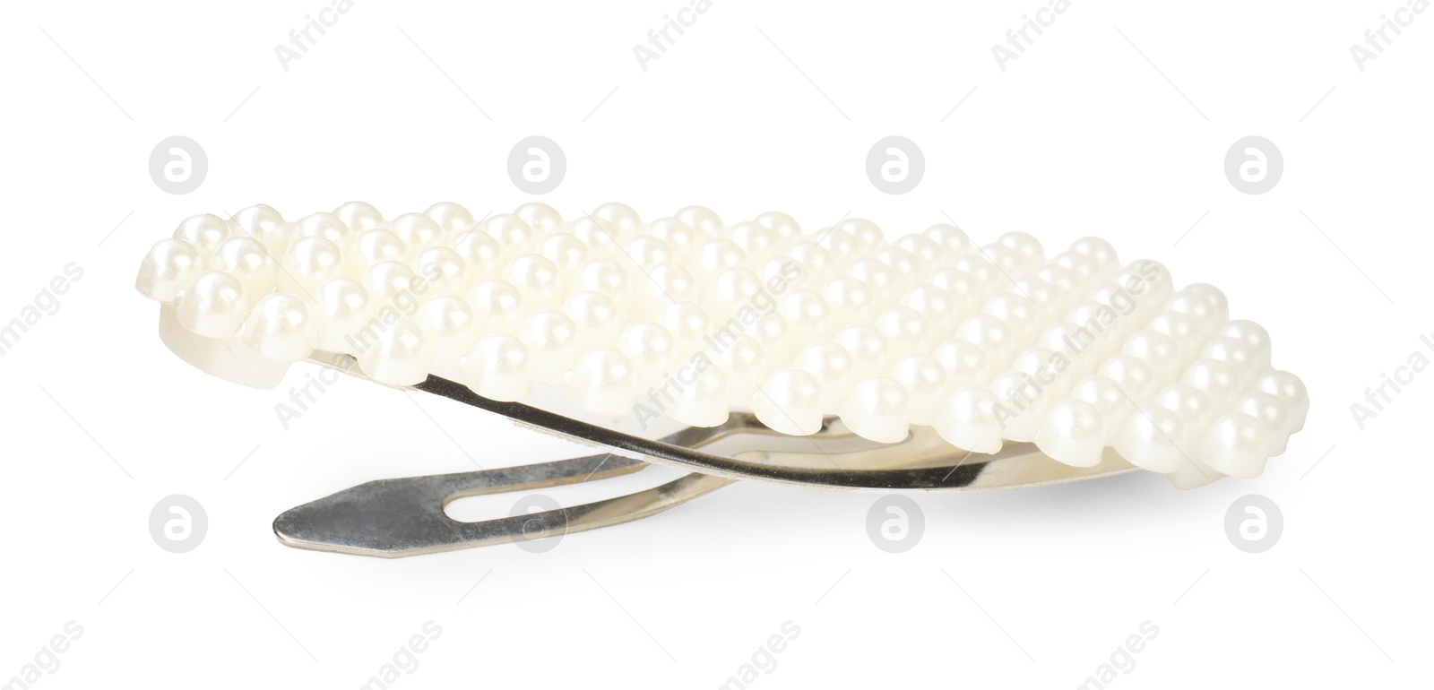 Photo of Beautiful bijouterie. Stylish hair clip isolated on white