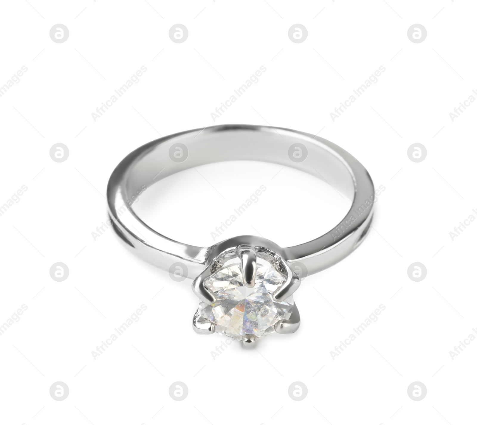 Photo of Beautiful bijouterie. Stylish ring isolated on white