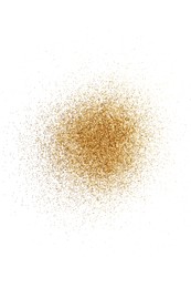 Photo of Shiny golden glitter isolated on white, top view