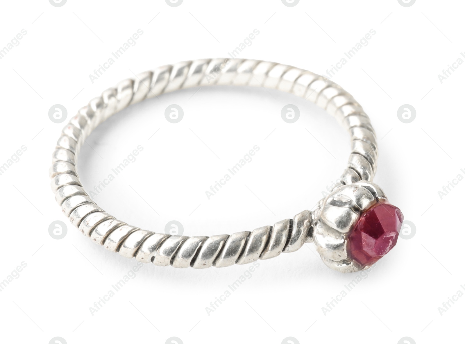 Photo of Beautiful bijouterie. Stylish ring isolated on white