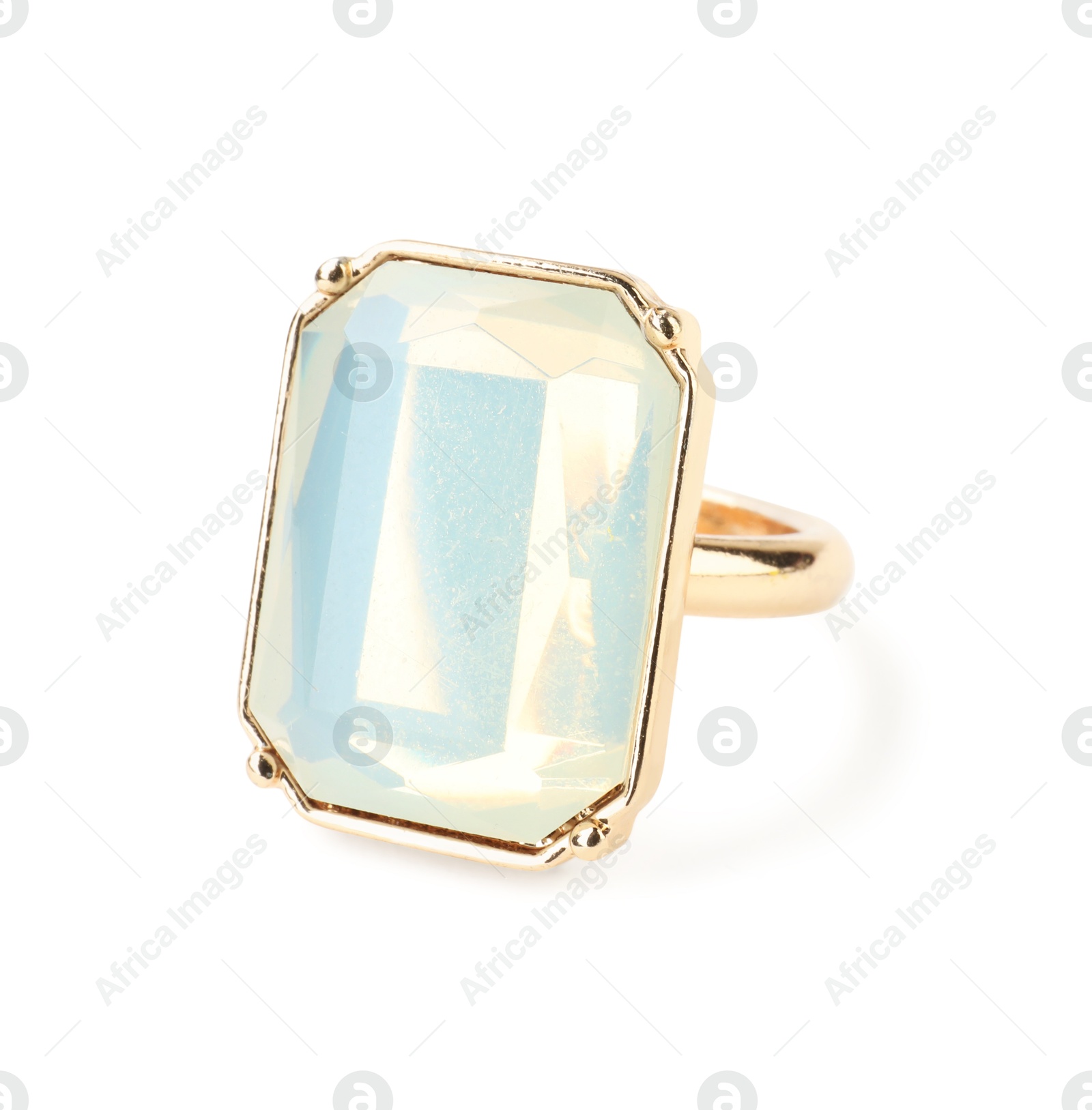 Photo of Beautiful bijouterie. Stylish ring isolated on white