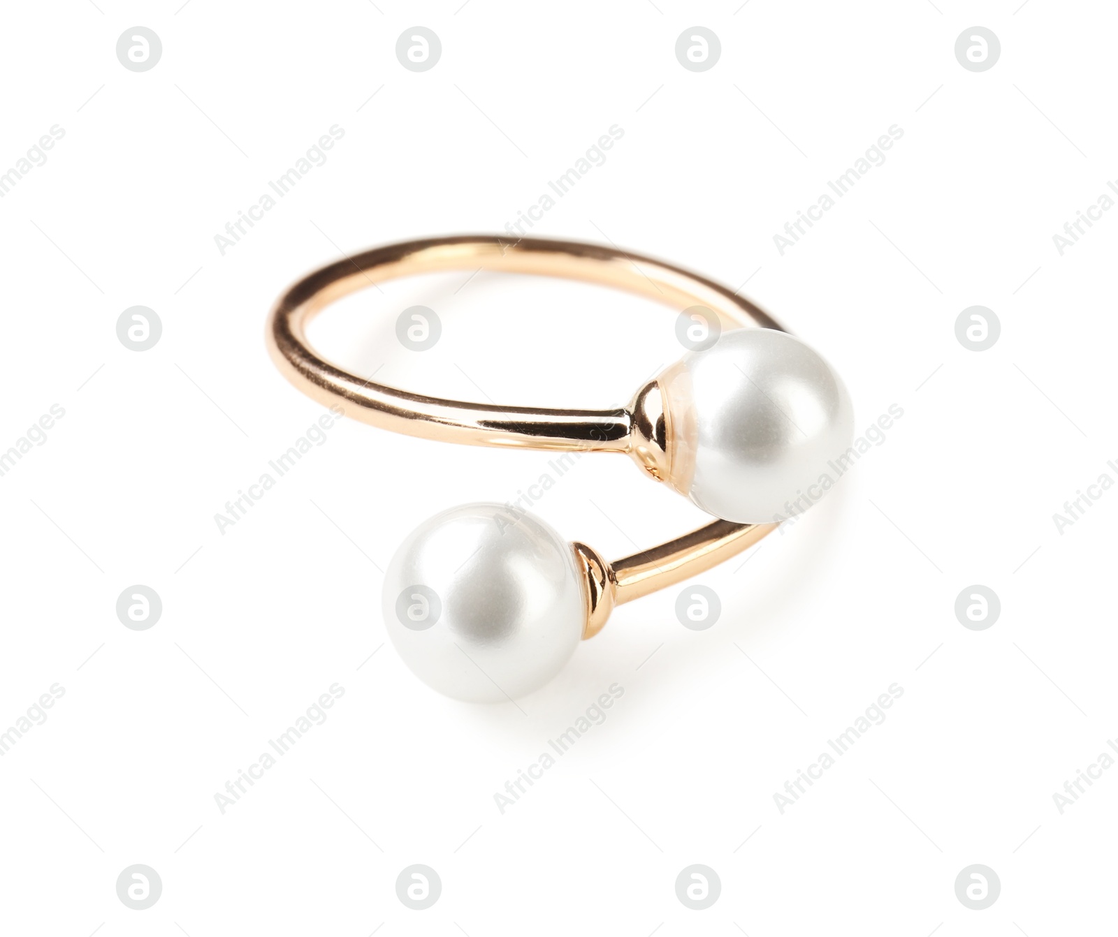 Photo of Beautiful bijouterie. Stylish ring isolated on white