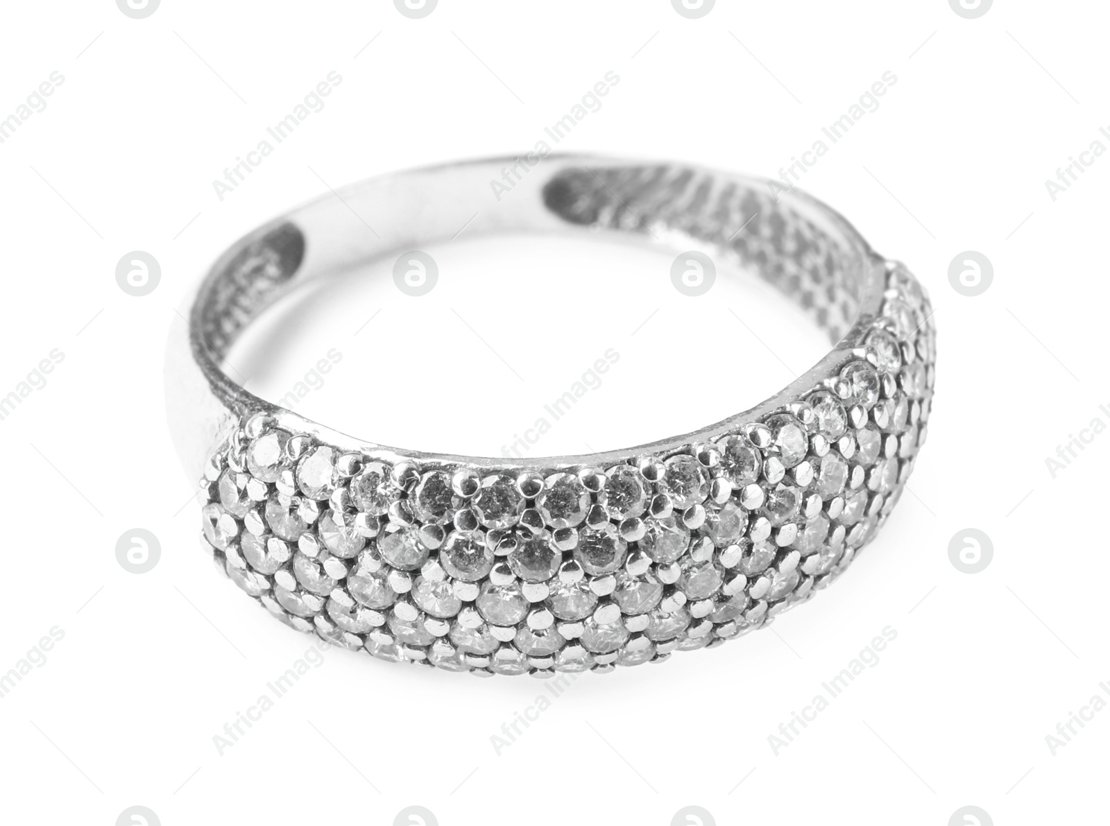 Photo of Beautiful bijouterie. Stylish ring isolated on white