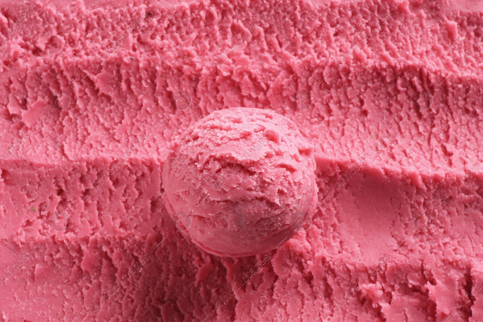 Photo of Delicious watermelon sorbet as background, top view