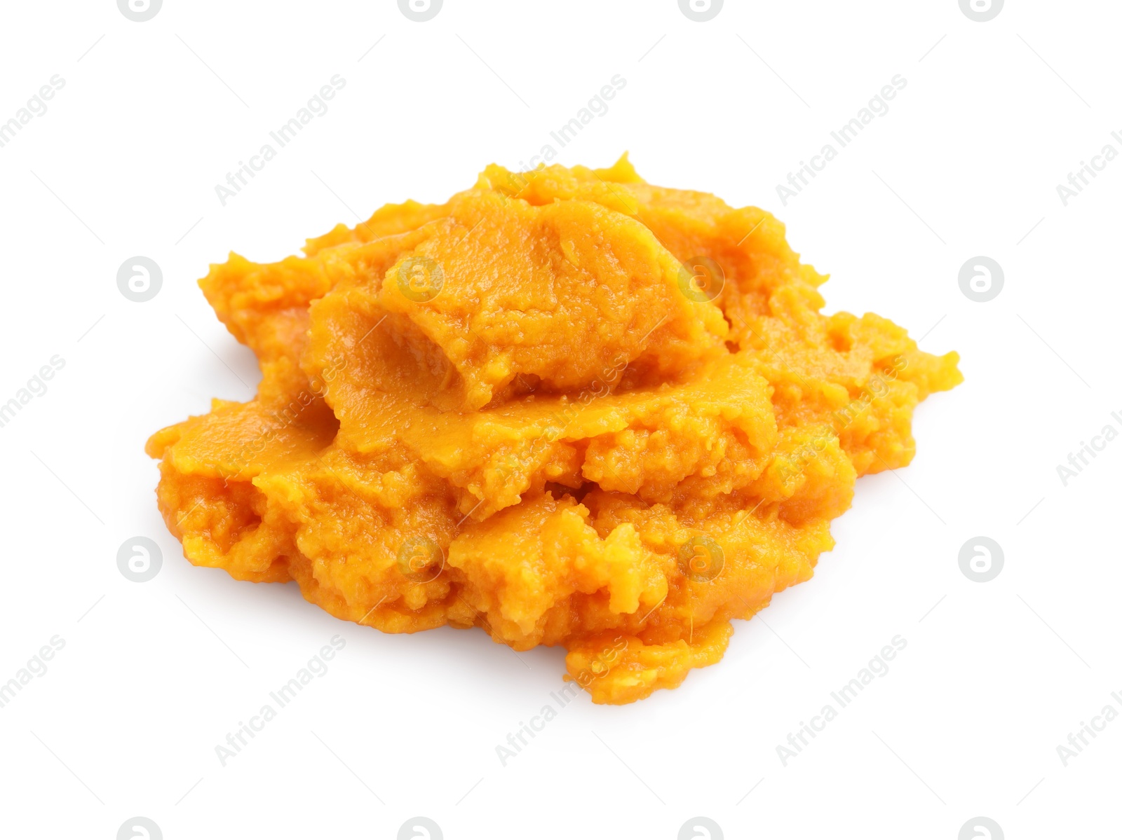 Photo of Delicious mashed sweet potatoes isolated on white